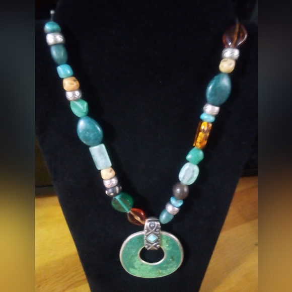 Chico's Bohemian Multi color beads Necklace Earthy tone's HOT! - Picture 2 of 3